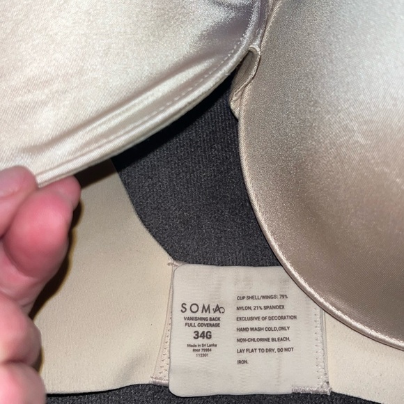 Vanishing Back Full Coverage Bra 34G Pale Sand Nude Neutral SOMA Cuup Skims gap - Picture 7 of 7